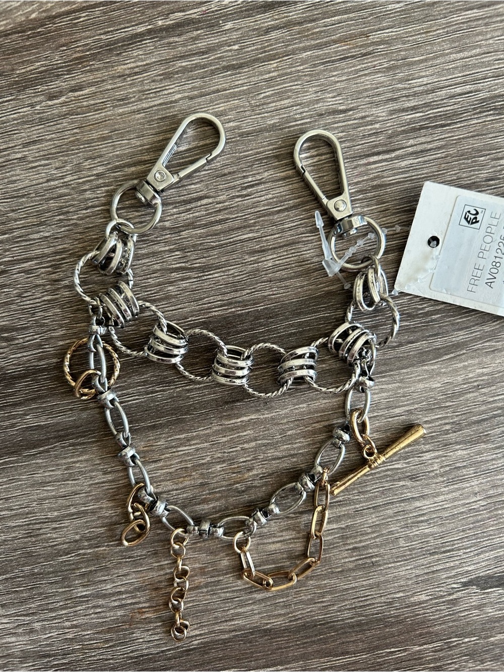 Free People NWT silver tone chain layered bag charm